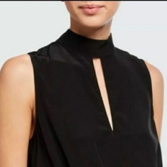 NWT FRAME Mock-Neck Sleeveless Party Top Medium Black Silk - Picture 3 of 14